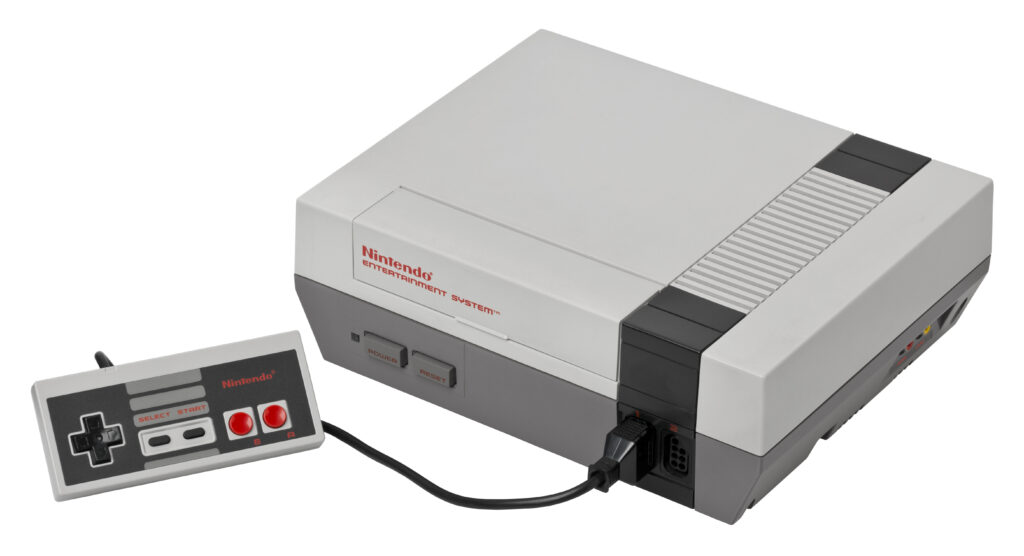 Nintendo entertainment system console with controller